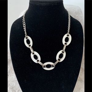 Silver Necklace - Black and White Reversible